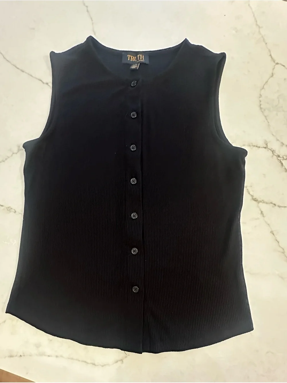 Truth Black Ribbed Button-Front Tank - Picture 1 of 4